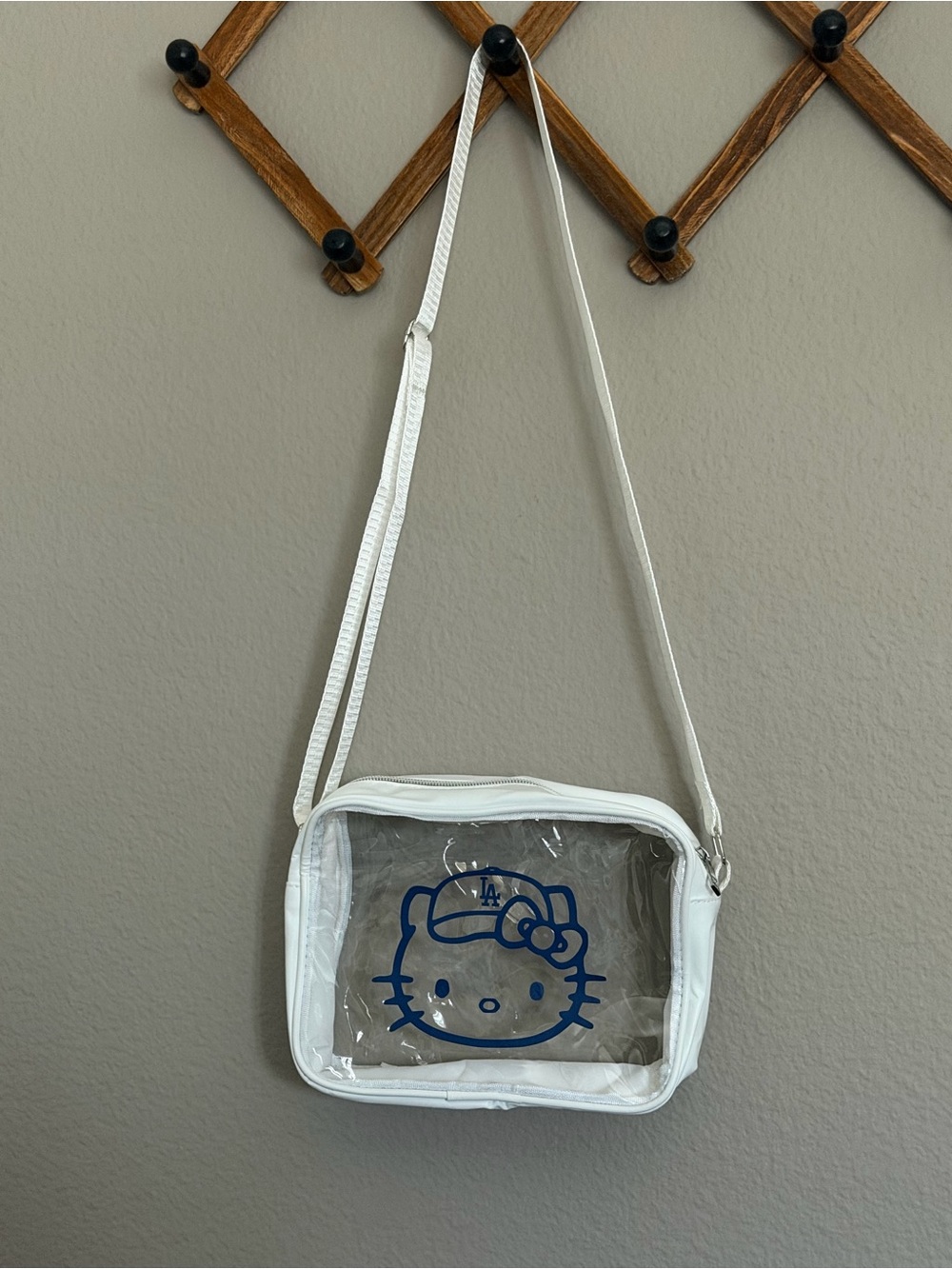 Hello Kitty White Clear Crossbody Bag with Blue Face Print
